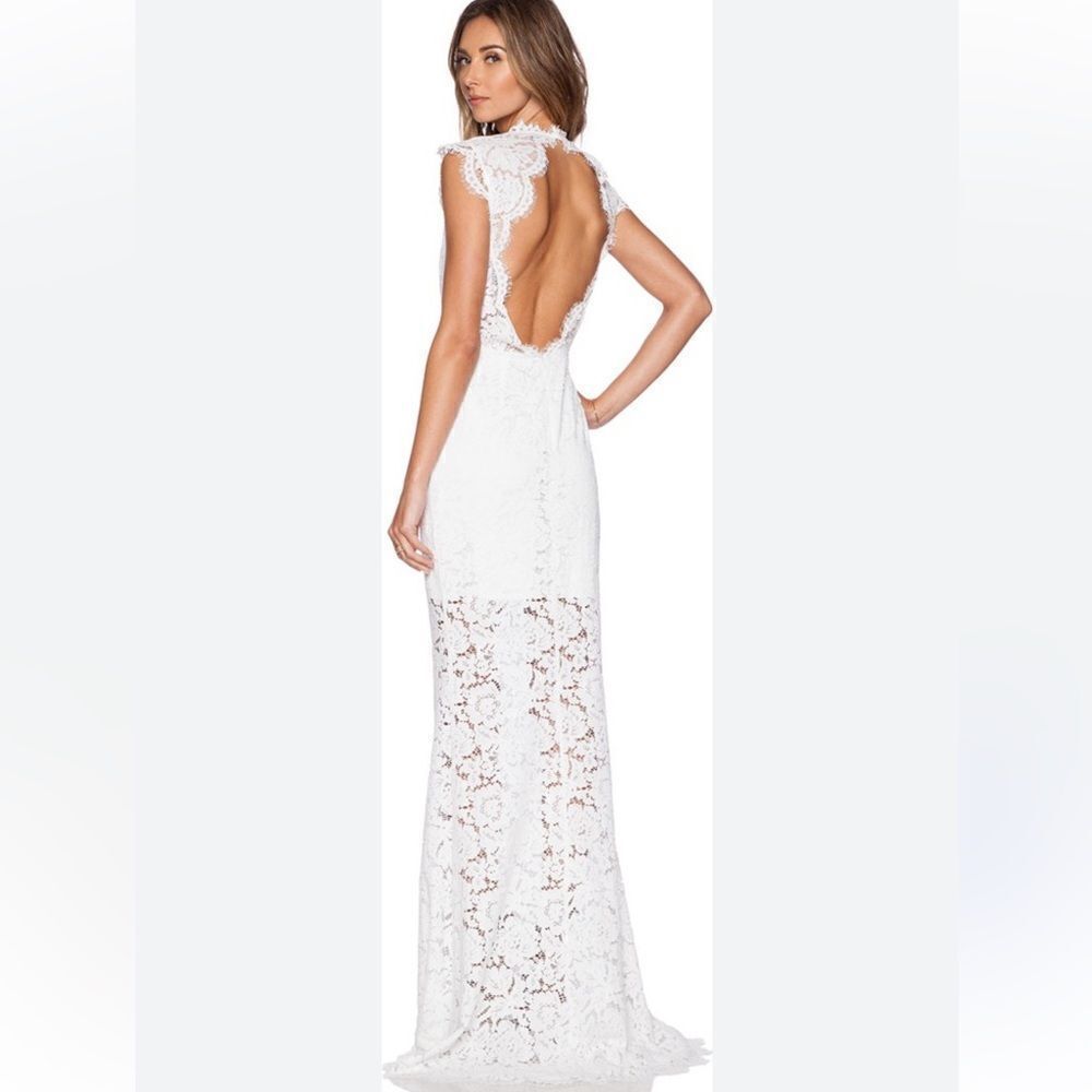 Rachel Zoe Pure White Estelle Cut out Back Eyelash Lace Dress New size 4